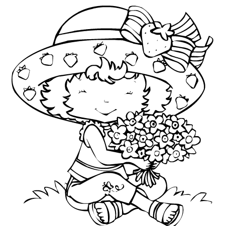 coloriage charlotte avec fleurs